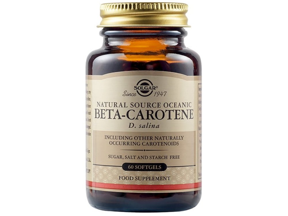 Solgar Beta Carotene 7mg Συμπλήρωμα Διατροφής Βήτα Καροτίνη με Αντιοξειδωτική Δράση, Για Υγιές Δέρμα & Ενίσχυση της Όρασης, 60softgels