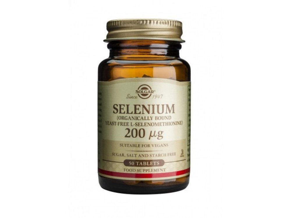 Solgar Selenium 200μg Συμπλήρωμα Διατροφής Σελήνιο Ιδανικό για Τόνωση Ανοσοποιητικού & Υπολειτουργία Θυροειδούς - Υγεία Μαλλιών & Νυχιών, 50tabs