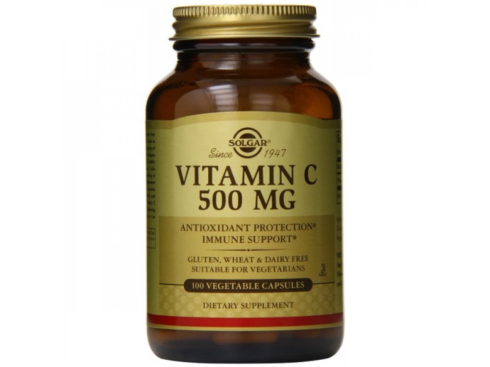 Solgar Vitamin C 500mg Συμπλήρωμα Διατροφής Βιταμίνη C για Ενίσχυση Ανοσοποιητικού, Πρόληψη & Αντιμετώπιση Κρυολογήματος, 100veg. caps