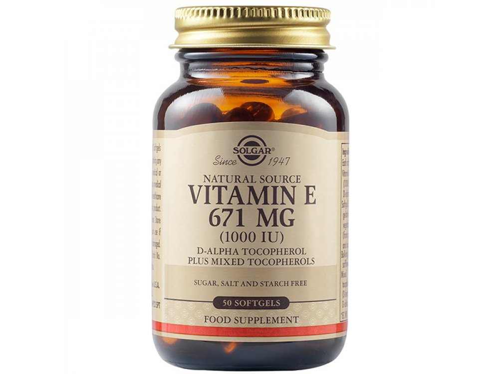 Solgar Vitamin E 1000IU Συμπλήρωμα Διατροφής Βιταμίνη Ε με Ισχυρή Αντιοξειδωτική Δράση, Συμβάλλει στην Υγεία του Καρδιαγγειακού & Ανοσοποιητικού Συστήματος - Ιδανική για Όμορφο Δέρμα, 50softgels