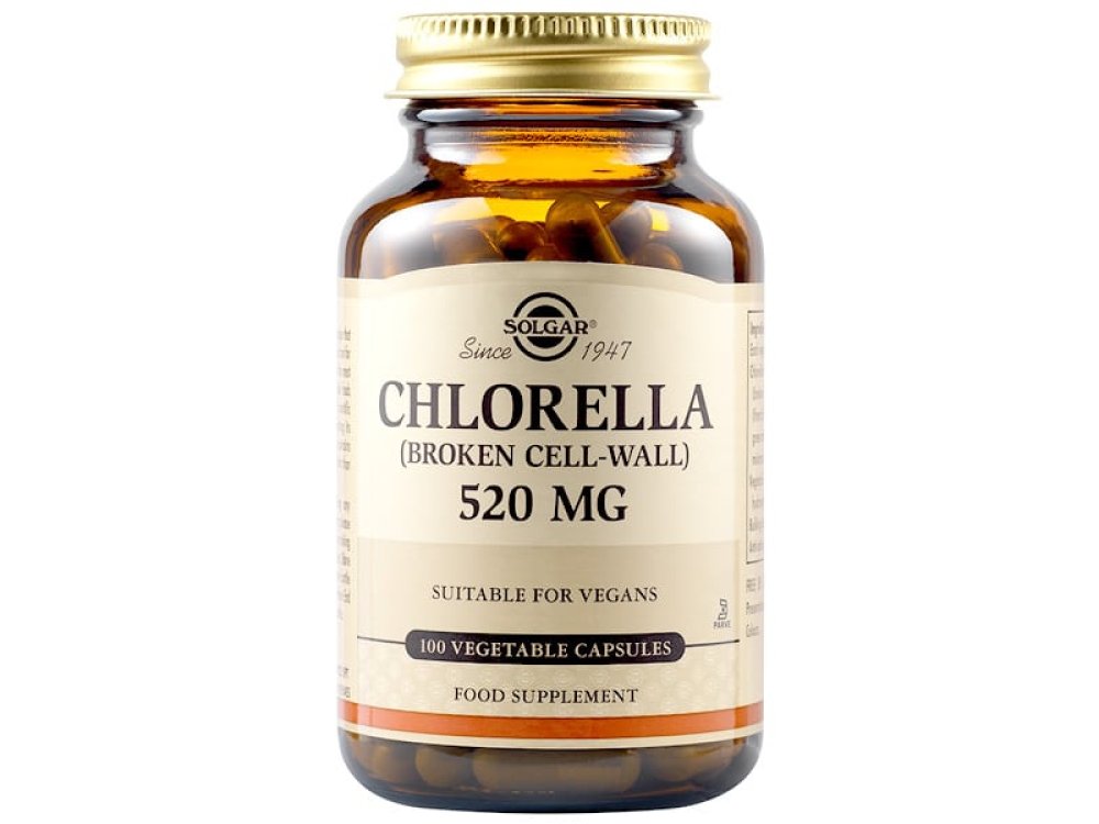 Solgar Chlorella 520mg, Συμπλήρωμα Διατροφής Χλωρέλλας για Αποτοξίνωση & Τόνωση του Οργανισμού, 100veg.caps