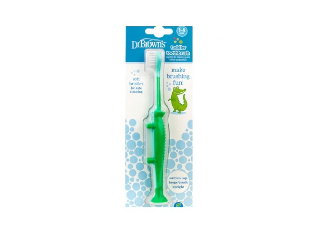Dr. Brown's Toddler Toothbrush HG 059 Βρεφική/Παιδική Οδοντόβουρτσα Πράσινος Κροκόδειλος, 1-4 ετών, 1τμχ