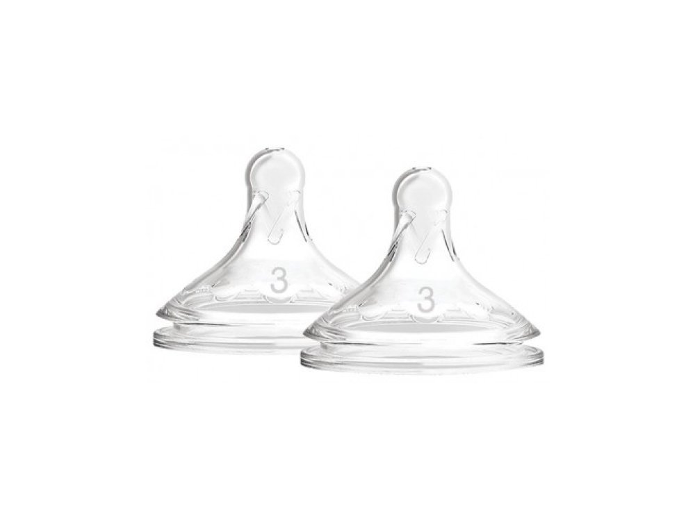 Dr. Brown's Options+ Silicone Teats (WN3201), Θηλές Σιλικόνης για Μπιμπερό με Φαρδύ Λαιμό 6m+, 2τμχ