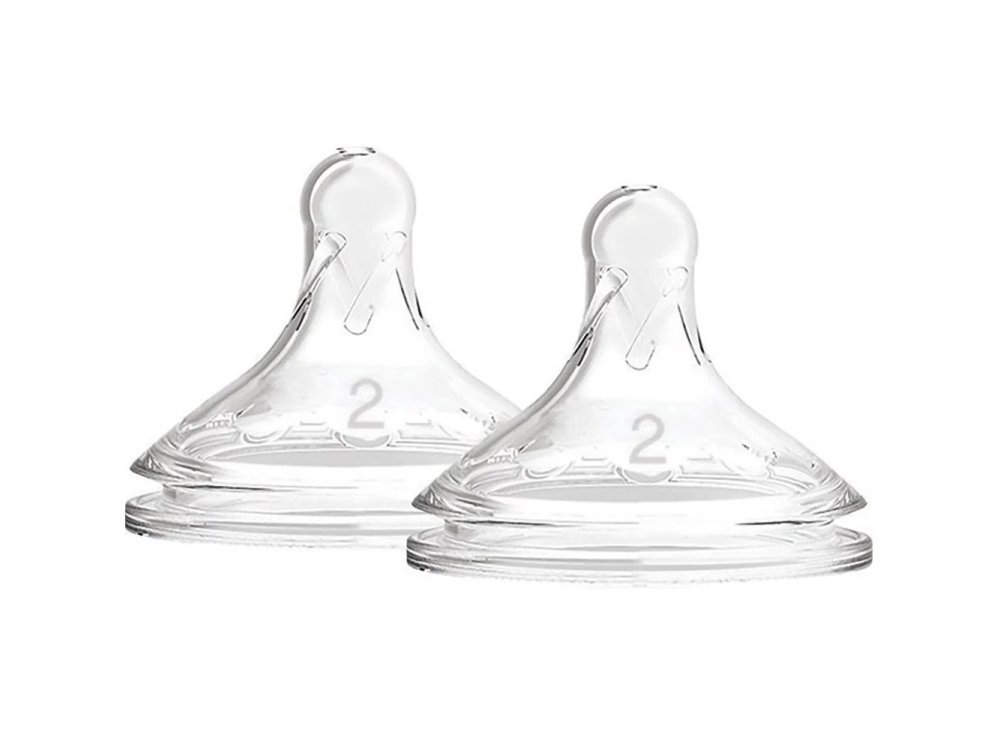 Dr. Brown's Natural Flow Options+ Θηλές Σιλικόνης Μέτριας Ροής με Φαρδύ Λαιμό 3M+, 2τμχ