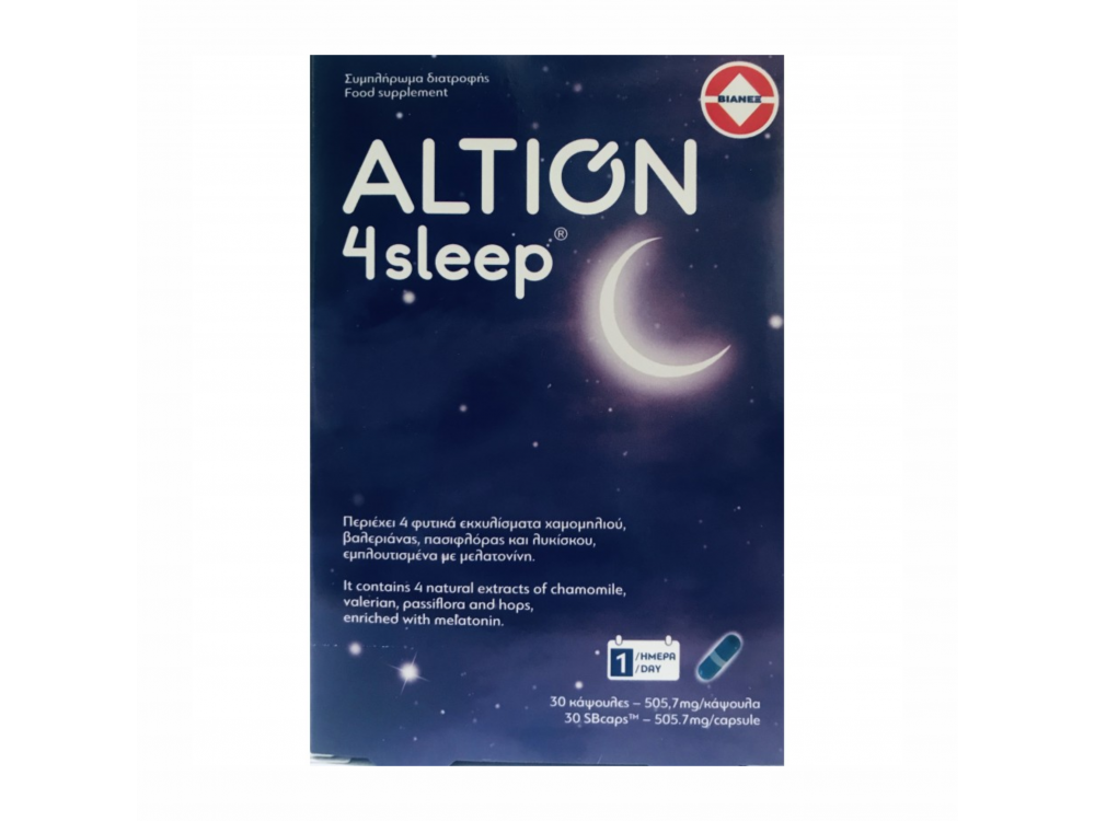 Altion 4sleep Συμβάλλει στην Βελτίωση της Ποιότητας του Ύπνου - Αϋπνία, 30caps