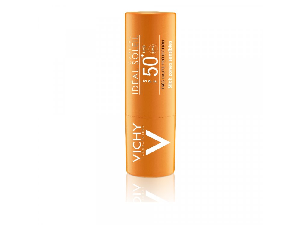 Vichy Ideal Soleil Stick SPF50+, Stick για Ευαίσθητες Ζώνες, Μύτη, Χείλη, Ντεκολτέ (9gr)