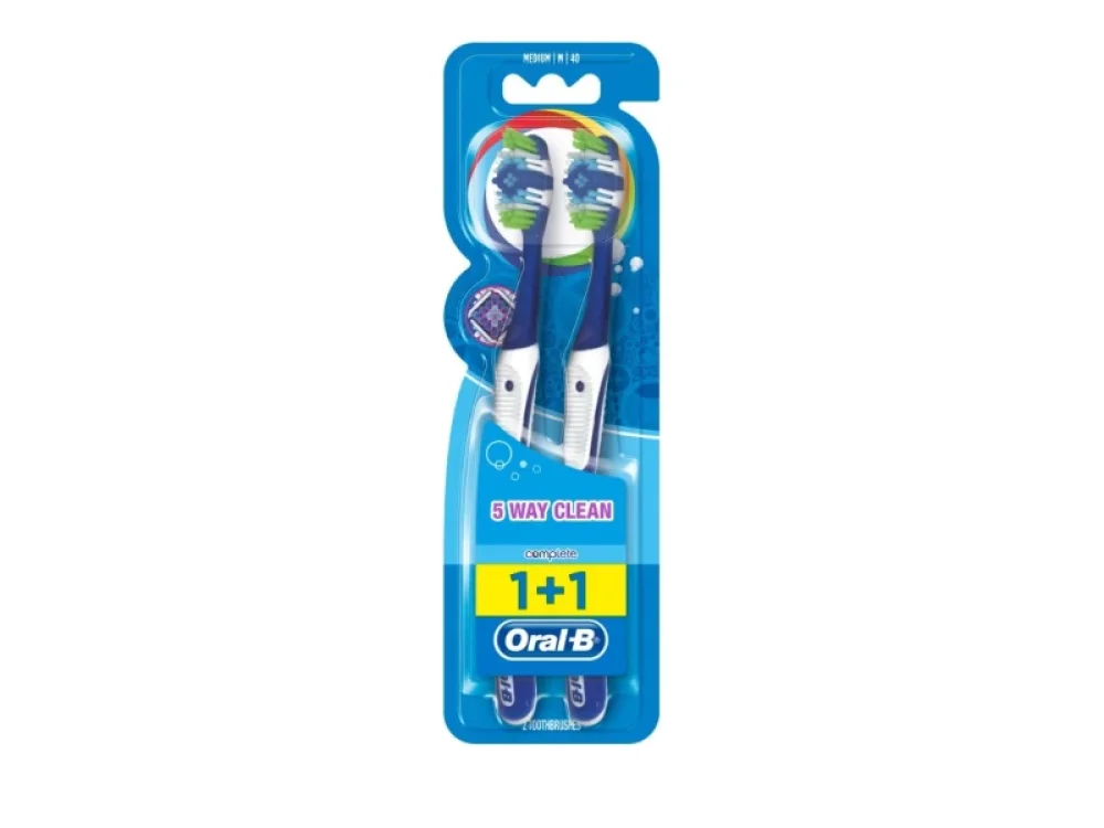 Oral-B Complete Clean 5 Way 40 Medium, Οδοντόβουρτσα Μέτρια, 2τμχ