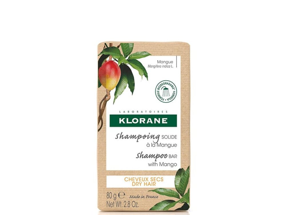 Klorane Shampoo Bar With Mango, Στερεό Σαμπουάν με Μάνγκο για Ξηρά Μαλλιά, 80gr