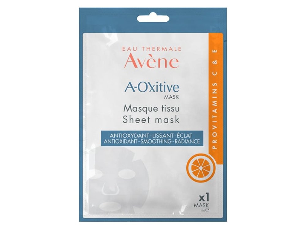 Η Avene A-Oxitive υφασμάτινη μάσκα είναι μία μάσκα με προ-βιταμίνες C & E για δέρμα πιο λείο και πιο φωτεινό σε 10 λεπτά.