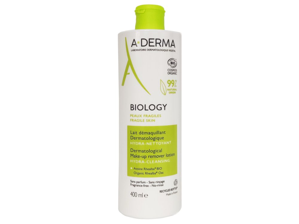 A-Derma Biology Make-up Remover Lotion Hydra-Cleansing, Γαλάκτωμα Ντεμακιγιάζ για Ξηρή Επιδερμίδα, 400ml