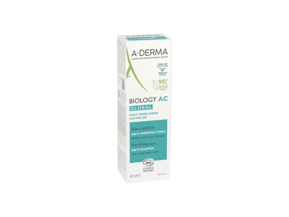 A-Derma Biology AC Global Mattifying Care Anti-Blemish Ενυδατική Κρέμα κατά των Ατελειών, 40ml