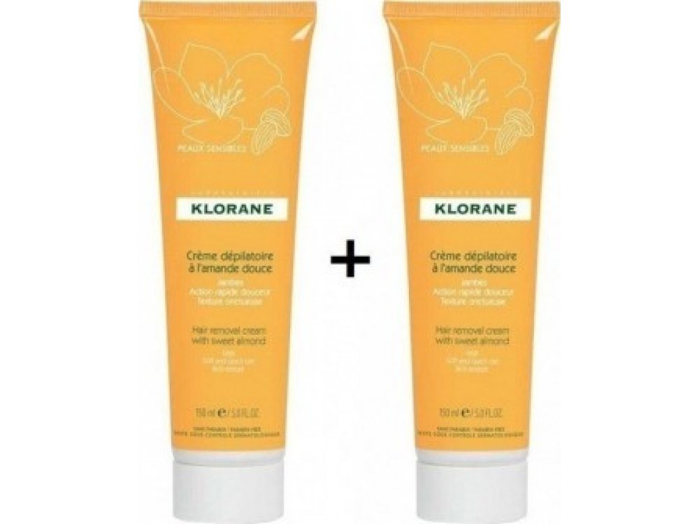 Klorane PROMO Hair Removal Απαλή Αποτριχωτική Cream Ποδιών Με Άρωμα Almond 2x150ml -1? Το Δεύτερο Προϊόν