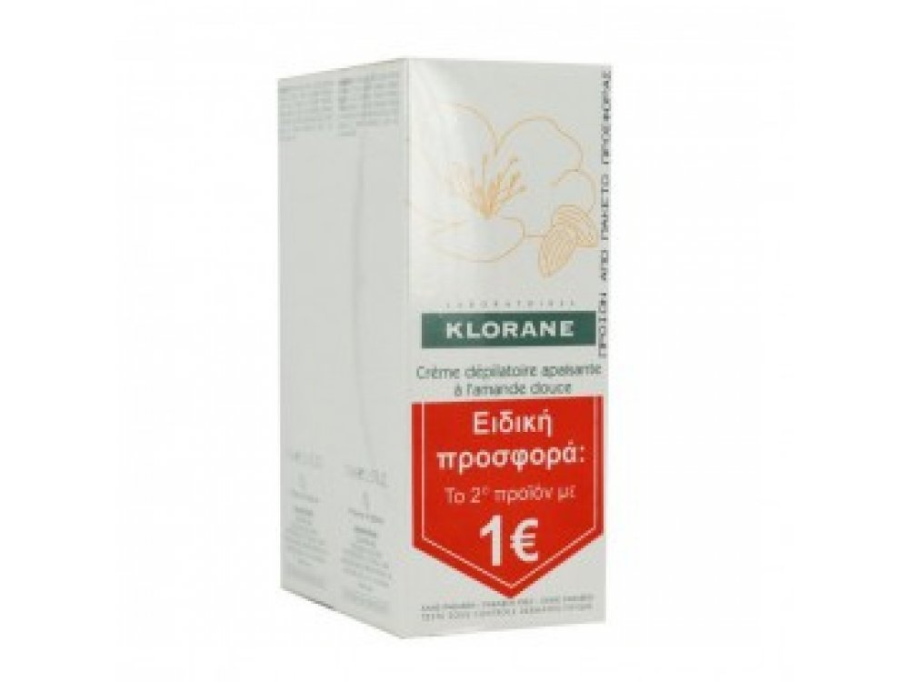 Klorane Creme Depilatoire Apaisante Αποτριχωτική Κρέμα για Ευαίσθητες Περιοχές, το 2ο με 1ευρώ, 2x75ml