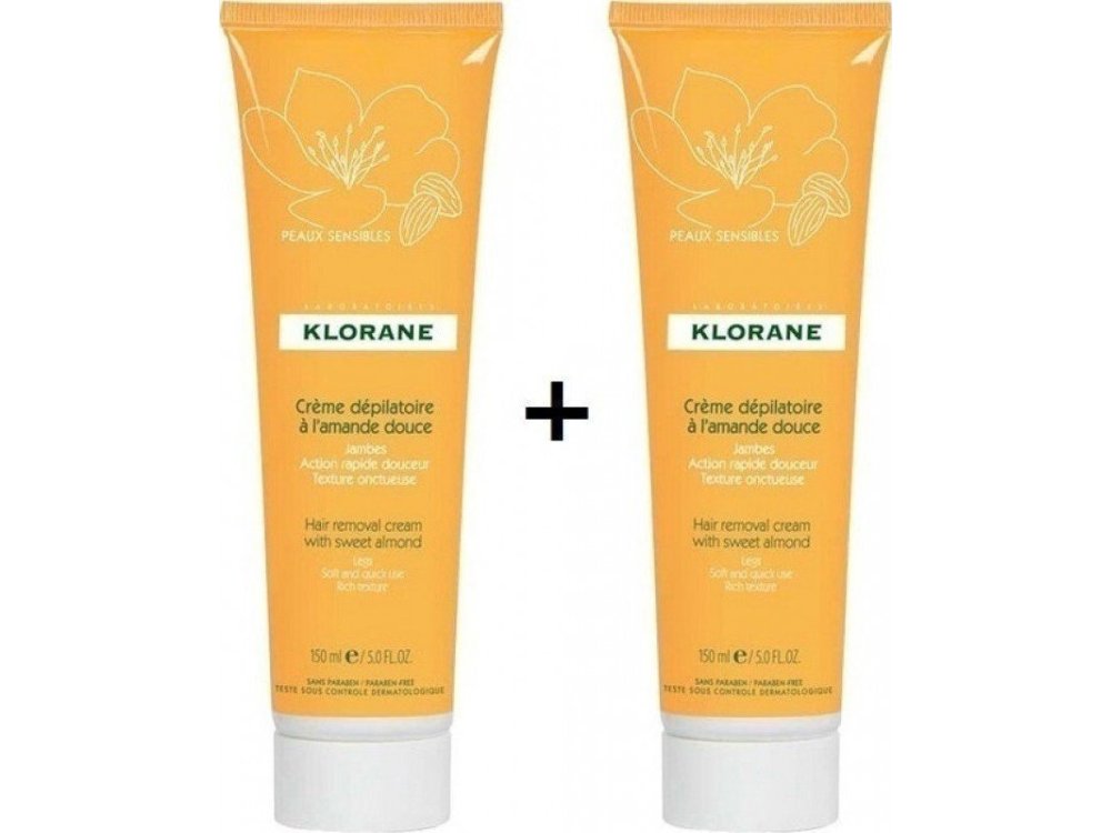 Klorane Promo Hair Removal Cream Sweet Almond Απαλή Αποτριχωτική Κρέμα με Γλυκό Αμύγδαλο (-50% στο δεύτερο προϊόν) 2x150ml