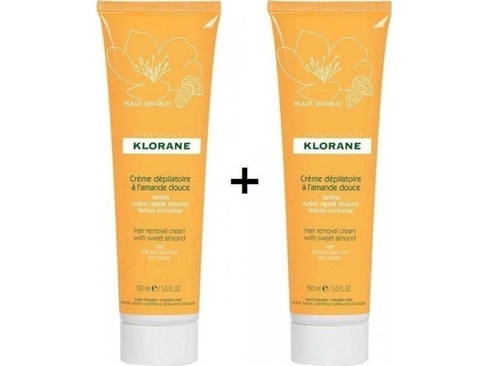 Klorane Promo Hair Removal Cream Sweet Almond Απαλή Αποτριχωτική Κρέμα με Γλυκό Αμύγδαλο (-50% στο δεύτερο προϊόν) 2x150ml