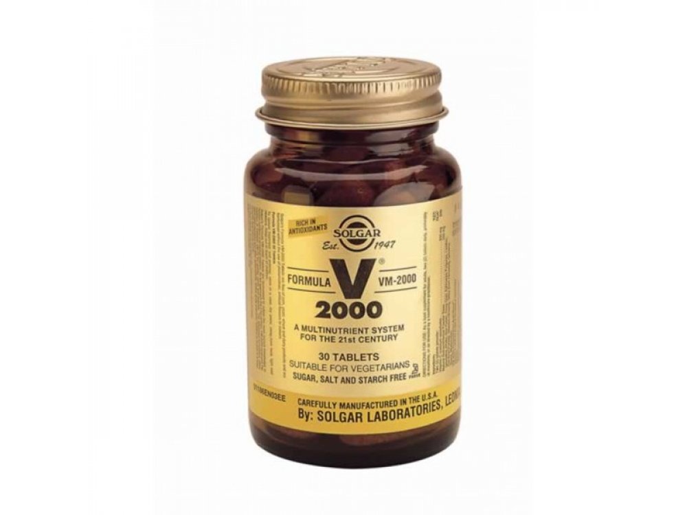 SOLGAR V.M. 2000 30tabs. Υψηλής ισχύος με αμινοξέα,πεπτικά ένζυμα, σούπερ τροφές,βιοφλαβονοειδή