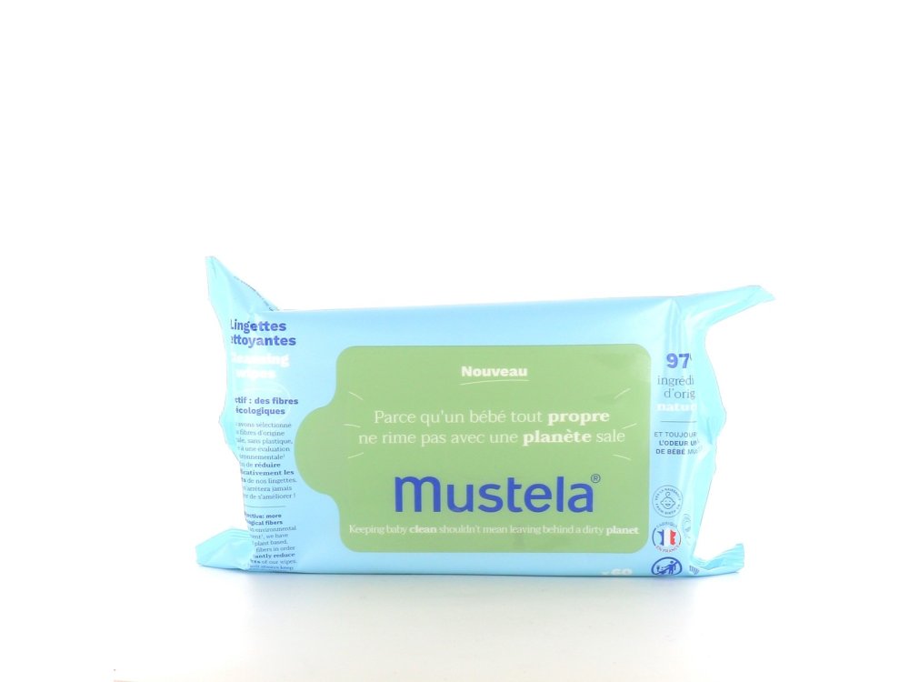Mustela Eco-Responsible Natural Fiber Cleansing Wipes, Απαλά Οικολογικά Μαντηλάκια Καθαρισμού, 60τμχ