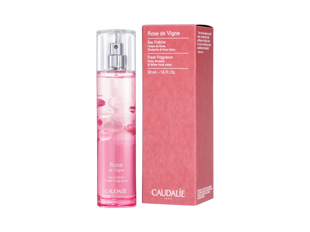 Caudalie Fresh Fragrance Rose de Vigne, Γυναικείο Άρωμα με Νότες από Τριαντάφυλλο, Σταφύλι και Ραβέντι, 50ml