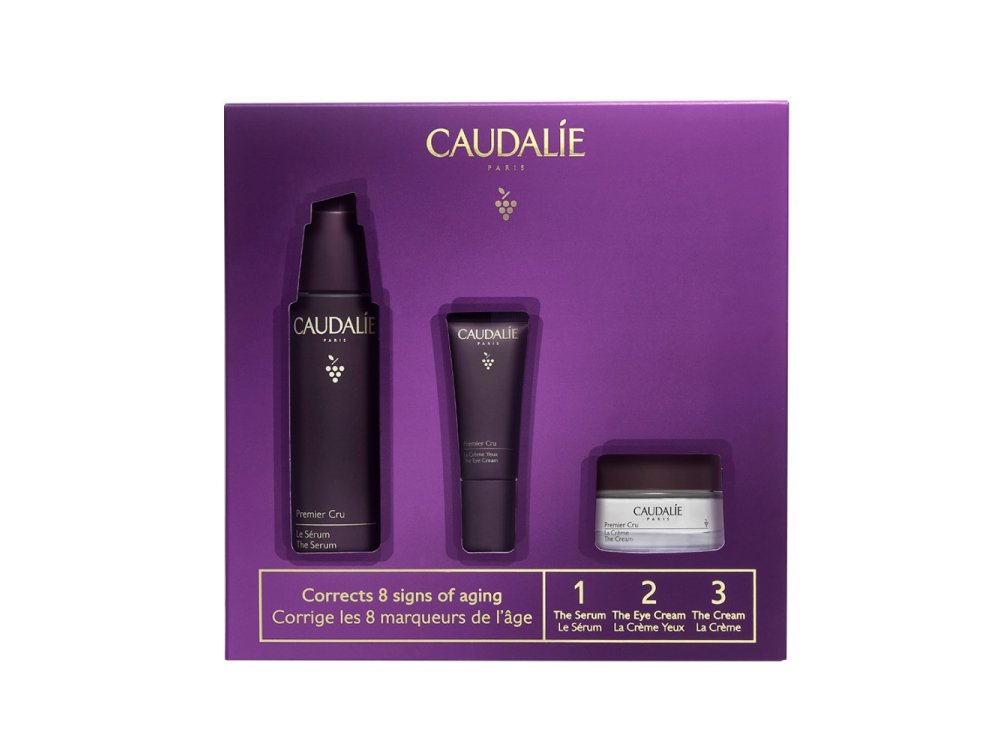 Caudalie Premier Cru Set Πακέτο Προσφοράς για Αντιγήρανση με Serum Λεπτόρρευστος Ορός 30ml & Eye Cream Κρέμα Ματιών 15ml & Cream Κρέμα Ημέρας 5ml