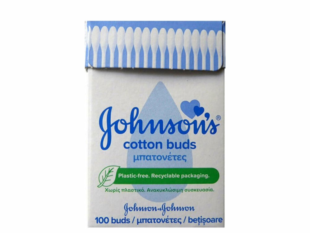 Johnson's Cotton Buds, Μπατονέτες Χωρίς Πλαστικό σε Ανακυκλώσιμη Συσκευασία, 100τμχ
