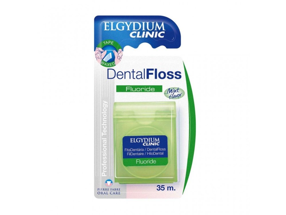 Elgydium Clinic Dental Floss Fluoride, Φθοριούχο Οδοντικό Νήμα Ελαφρώς Κηρωμένο 35m με Γεύση Μέντας, 1τμχ