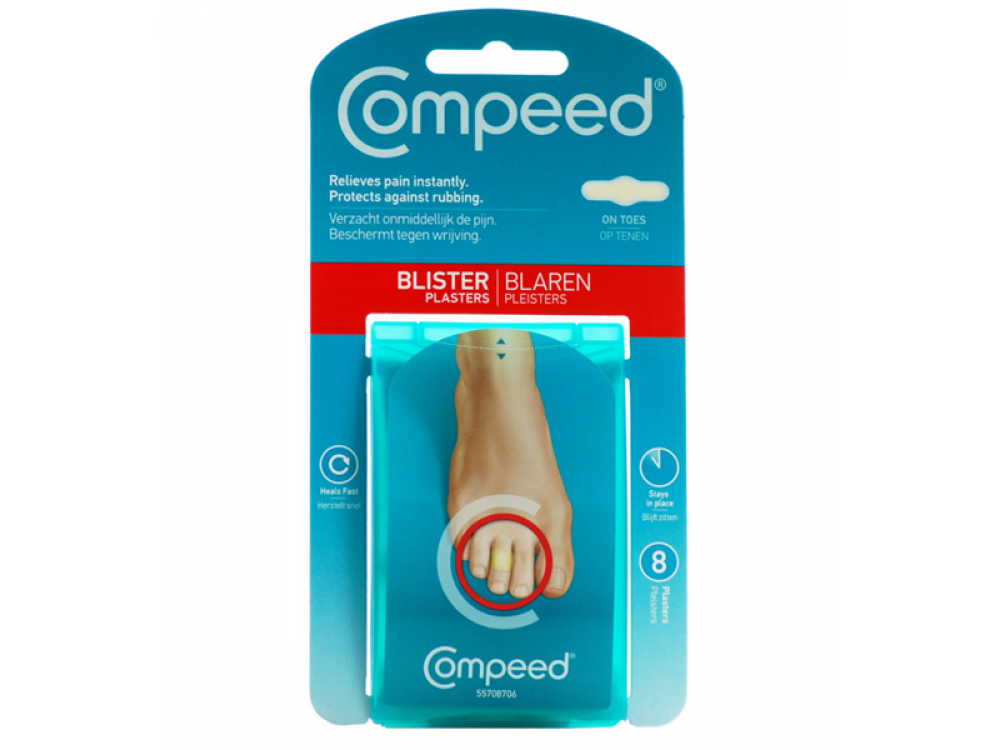 Compeed Blister on Toes Επιθέματα για Φουσκάλες στα Δάχτυλα των Ποδιών, Προστατεύει από την τριβή και την πίεση, 8τμχ