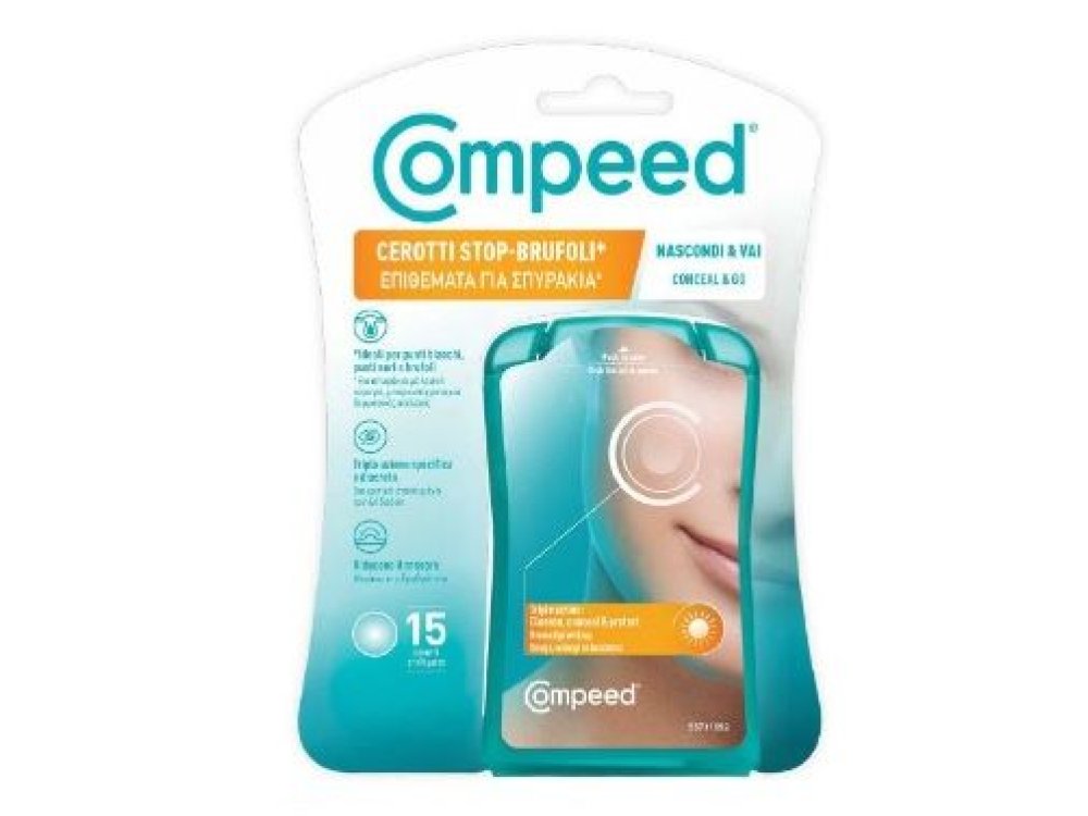 Compeed Cerotti Stop-Brufoli Επιθέματα για Σπυράκια για Καθαρισμό, Κάλυψη & Προστασία, 15τμχ