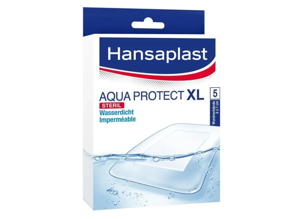 Hansaplast Aqua Protect XL Αποστειρωμένα Επιθέματα για Μεγαλύτερες Πληγές και Μετεγχειρητικά Τραύματα 6X7cm, 5 Strips
