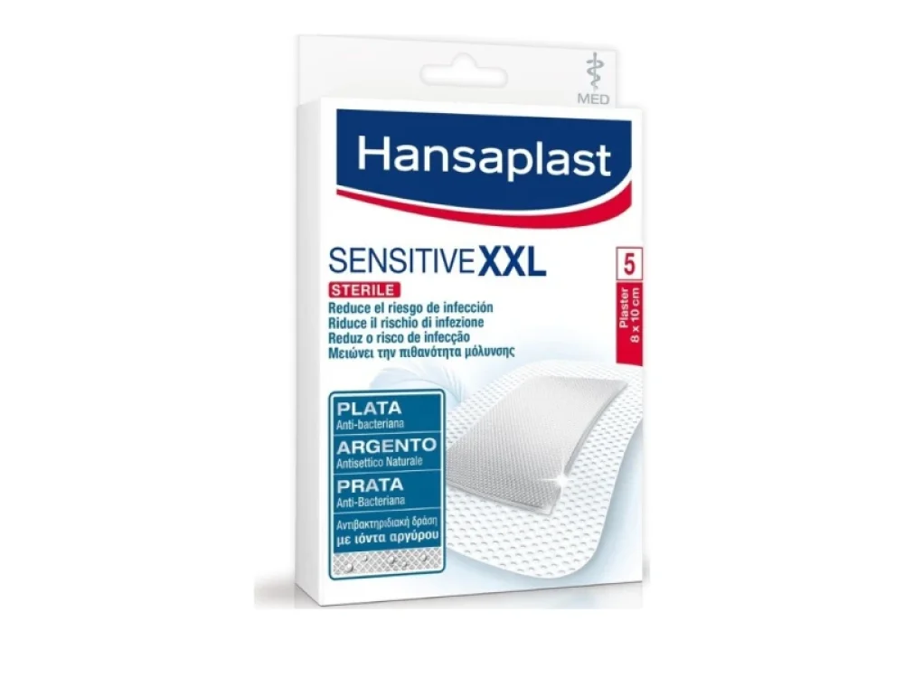 Hansaplast Αποστειρωμένα Αυτοκόλλητα Επιθέματα Med Sensitive XXL 10x8cm, 5τμχ