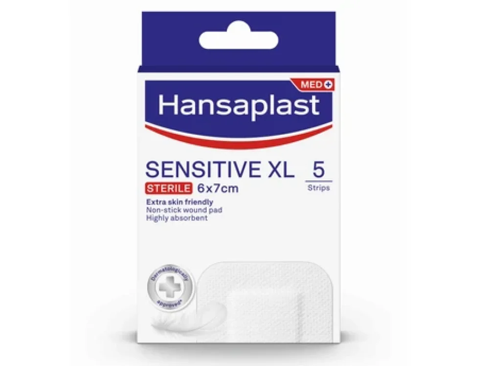 Hansaplast Αποστειρωμένα Αυτοκόλλητα Επιθέματα Med+ Sensitive XL 7x6cm, 5τμχ