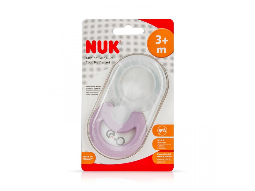 NUK Cool Teether Set (Ζεύγος) Δακτύλιοι Οδοντοφυϊας Ψυγείου, 3m+, Μωβ, 1 τεμάχιο