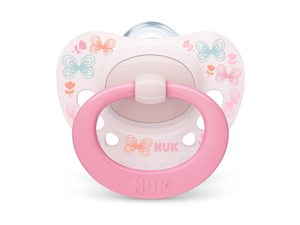 Nuk Signature Pink, Πιπίλα Σιλικόνης Ροζ 0-6m με Θήκη, 1τμχ