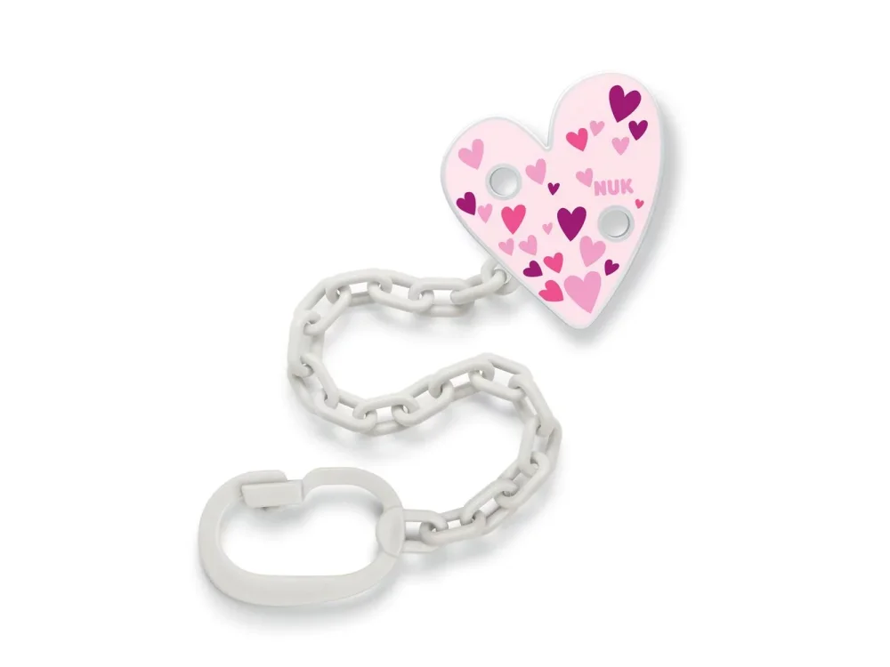 Nuk Αλυσίδα Πιπίλας Hearts με Κρίκο Ροζ, 1τμχ