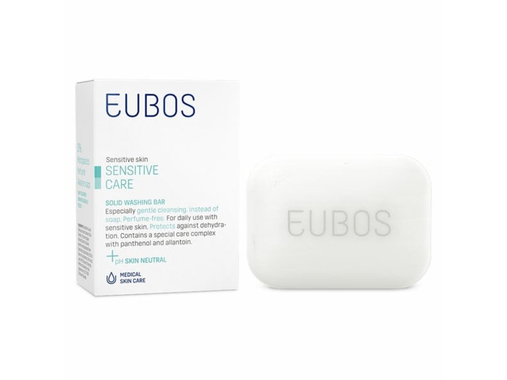 Eubos Sensitive Care Solid Washing Bar,  Πλάκα Σαπουνιού με Συνδυασμό Απαλών Ουσιών, Χωρίς Άρωμα, 125gr