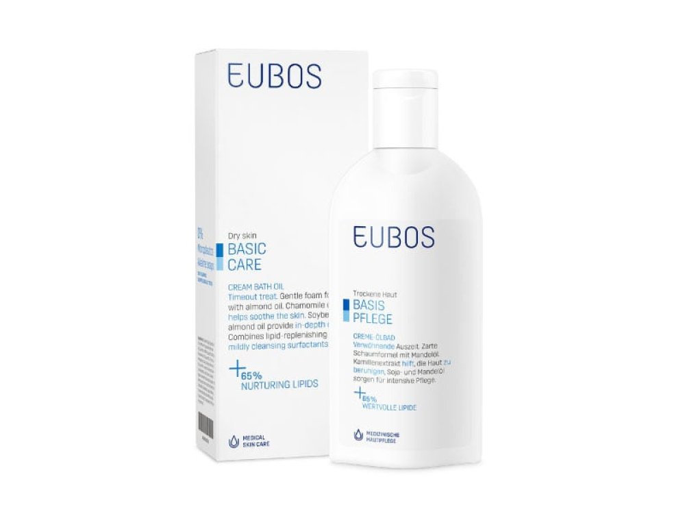 Eubos Cream Bath Oil, Ελαιώδες Αφρόλουτρο για τον Απαλό, Βαθύ Καθαρισμό & την Περιποίηση του Ξηρού Δέρματος, 200ml