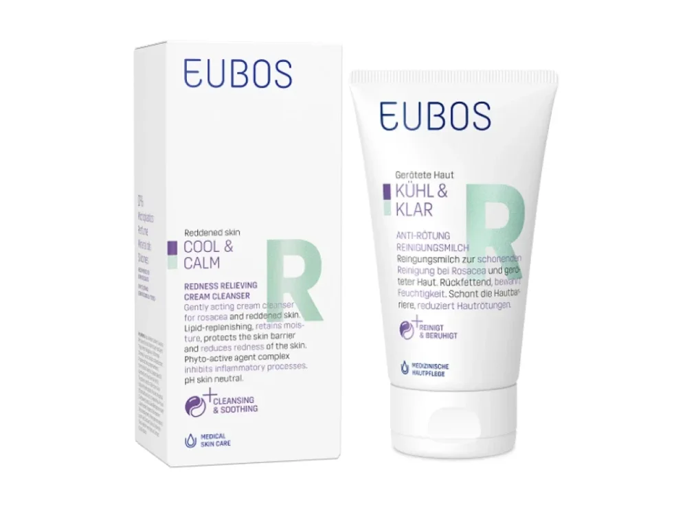 Eubos Cool & Calm Καταπραϋντικό Καθαριστικό Γαλάκτωμα για Απαλό Καθαρισμό του Δέρματος με Ροδόχρου Ακμή, 150ml