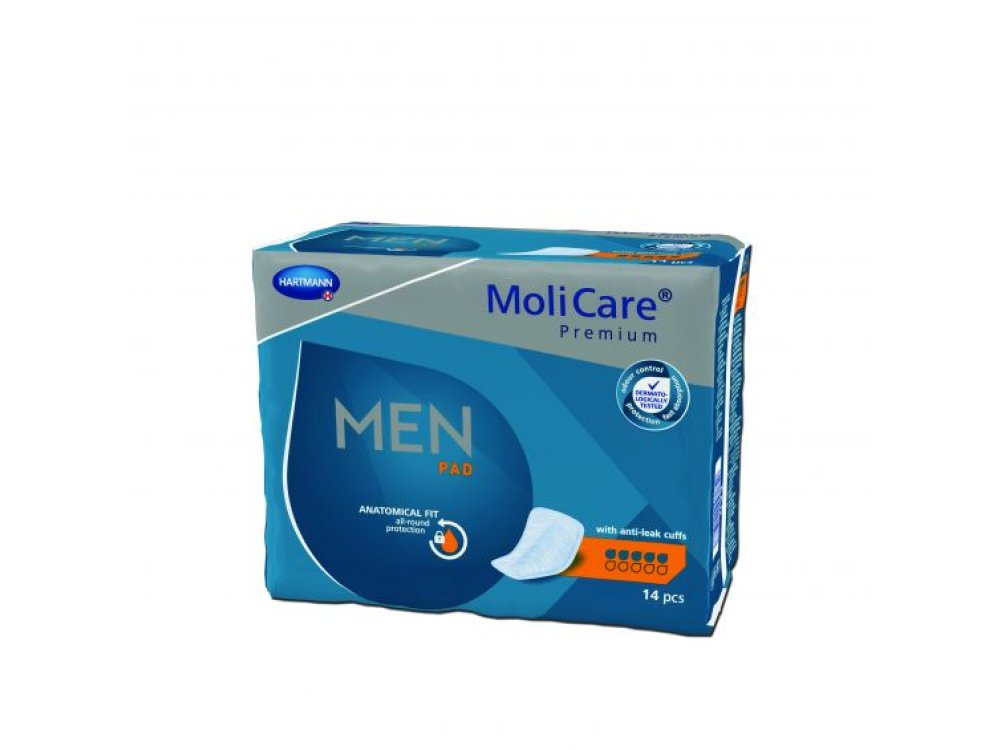Hartmann Molicare Premium Men Pad Επιθέματα Ακράτειας Κανονικής Ροής Για Άντρες 5 Σταγόνες, 14τμχ