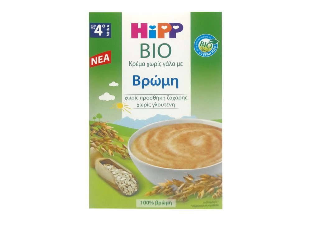 Hipp Κρέμα Χωρίς Γάλα με Βρώμη 4m+ 200gr