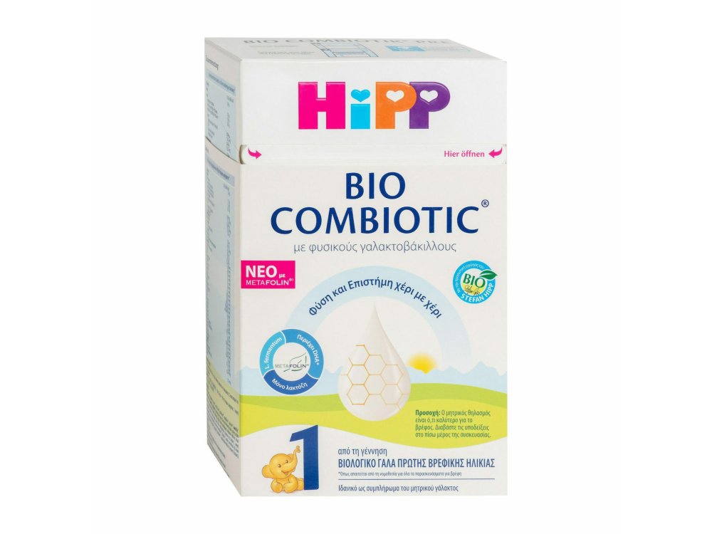 Hipp Bio Combiotic No1, Βιολογικό Γάλα 1ης Βρεφικής Ηλικίας για Νήπια στη Φάση της Ανάπτυξης 0m+, 600gr