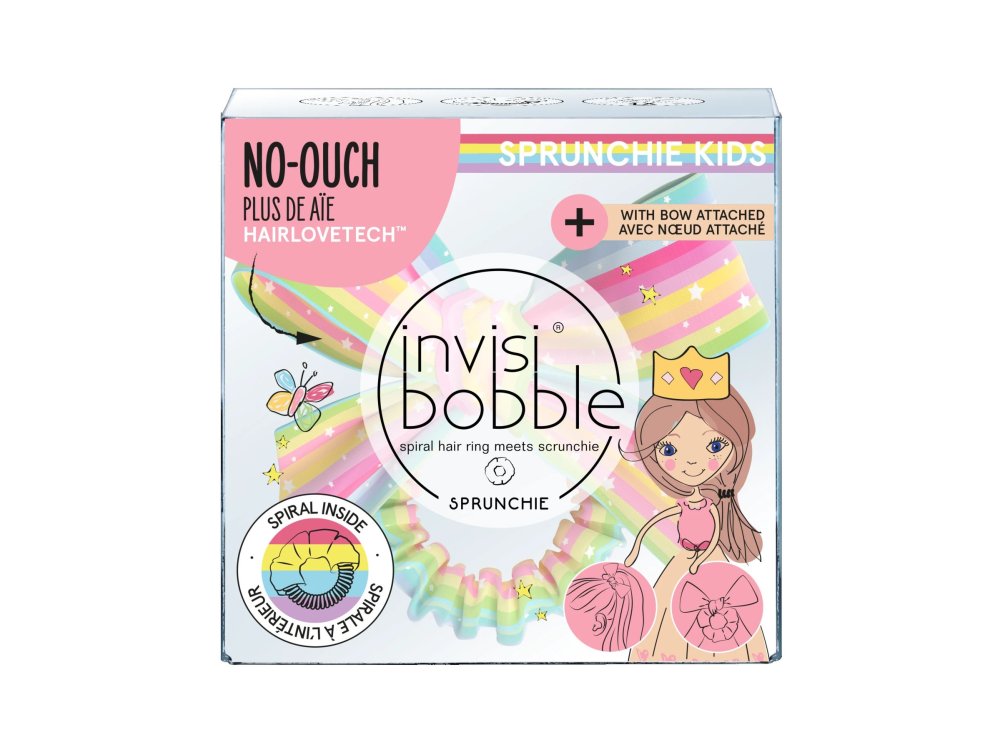 Invisibobble Kids Slim Sprunchie Let?s Chase Rainbows with Bow, Παιδικό Λαστιχάκι για τα Μαλλιά Ουράνιο Τόξο με Φιόγκο, 1τμχ