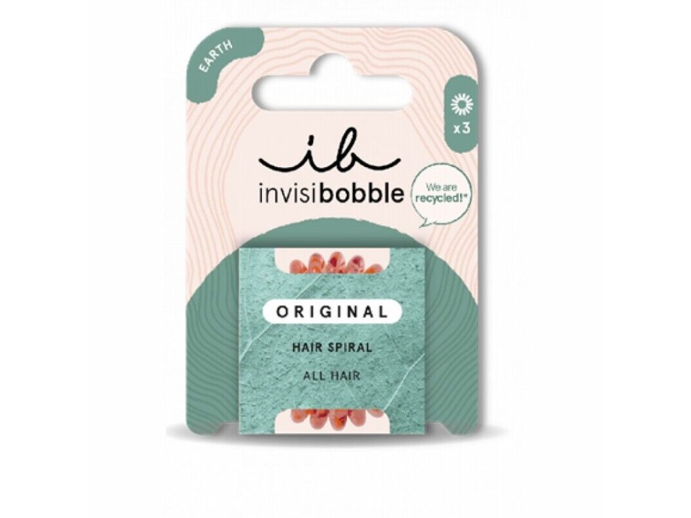 Invisibobble Original Earth Collection Save It Or Waste It Λαστιχάκι Μαλλιών Σπιράλ, 3τμχ