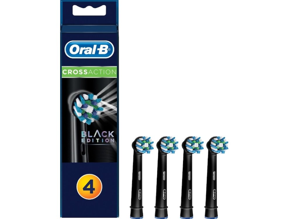 Oral-B CrossAction Black Ανταλλακτικές Κεφαλές Ηλεκτρικής Οδοντόβουρτσας, 4τεμ