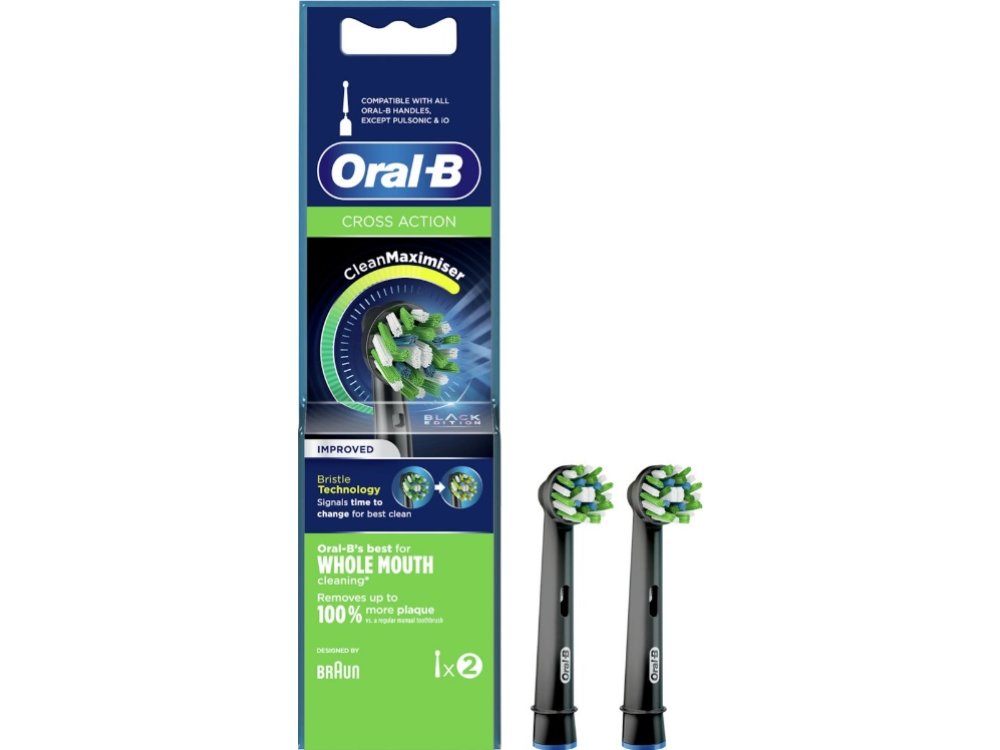 Oral-B Ανταλλακτικές Κεφαλές Cross Action Black 2τμχ