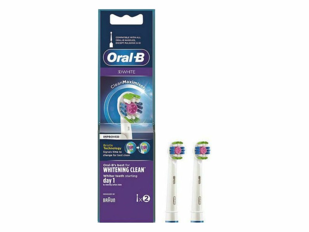 Oral B 3D White Clean Maximiser, Ανταλλακτικές Κεφαλές για Ηλεκτρική Οδοντόβουρτσα, 2τμχ