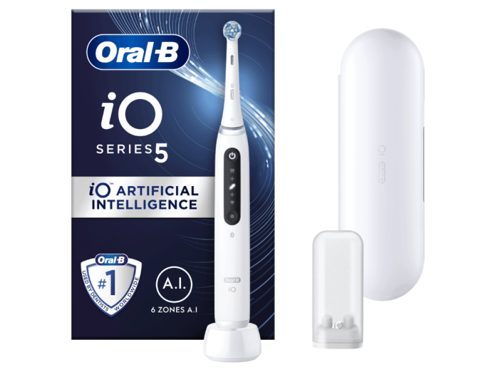 Oral-B iO Series 5 Magnetic White, Ηλεκτρική Οδοντόβουρτσα για Καθαρισμό & Περιποίηση των Ούλων Λευκή, 1τμχ