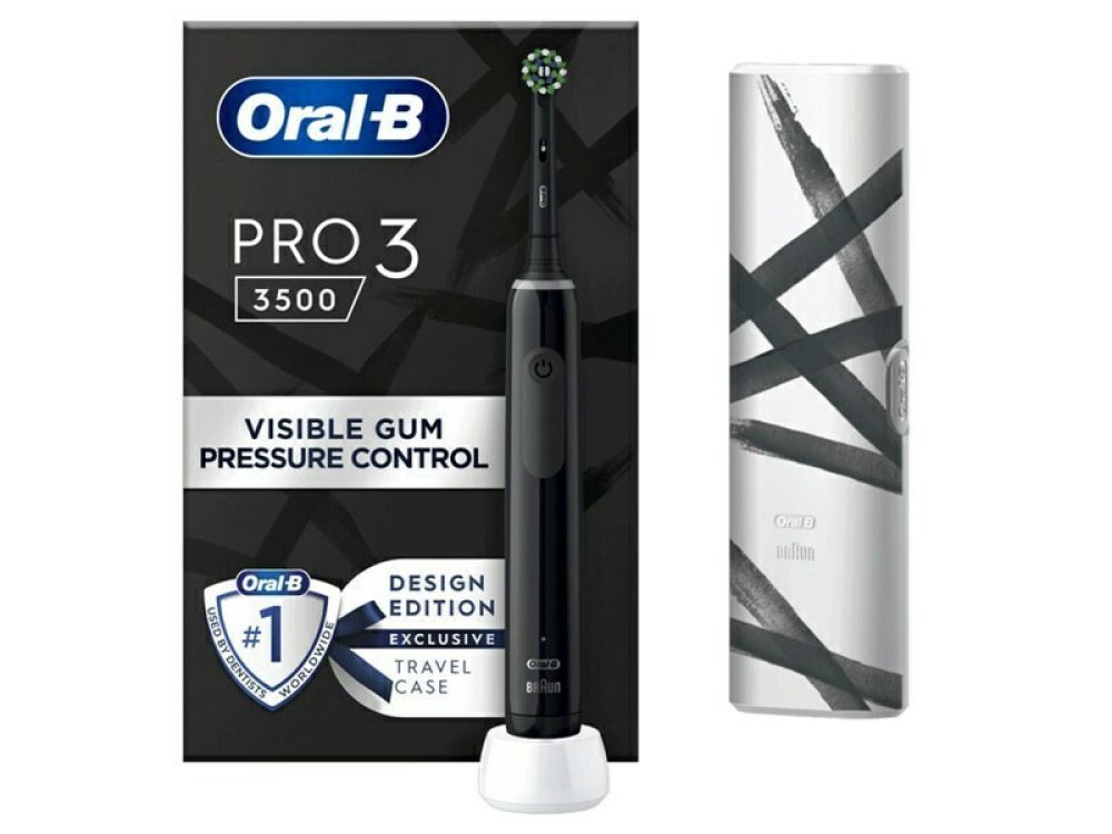 Oral-B Pro 3 3500 Design Edition Ηλεκτρική Οδοντόβουρτσα με Χρονομετρητή, Αισθητήρα Πίεσης και Θήκη