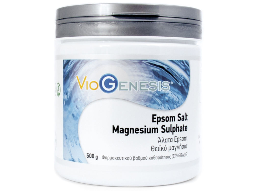VioGenesis Epsom Salt Magnesium Sulphate, Συμπλήρωμα Διατροφής με Άλατα Epsom και Θειικό Μαγνήσιο, 500gr