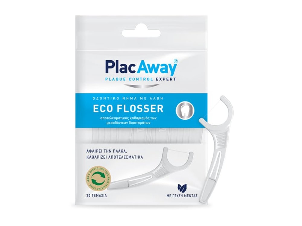 Plac Away Eco Flosser, Oδοντικό Νήμα με Λαβή, 30τμχ