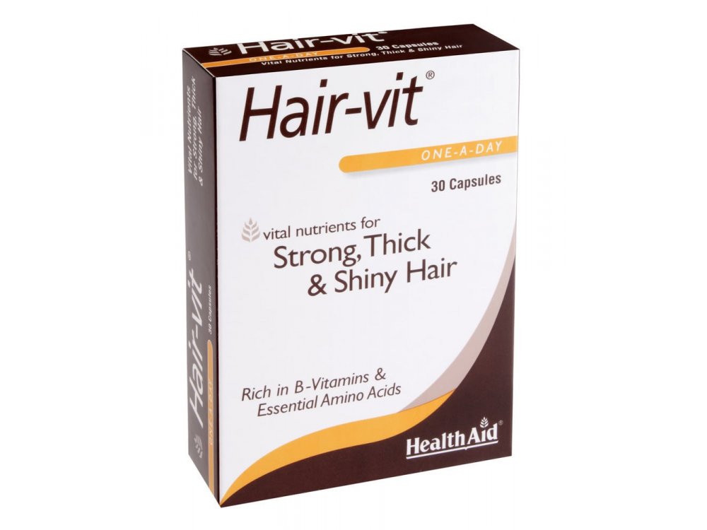 Health Aid Hair-vit, Συμπλήρωμα κατάλληλο σε περιπτώσεις εποχικής τριχόπτωσης και σε περιόδους έντονου άγχους, για γυναίκες & άνδρες.  30caps