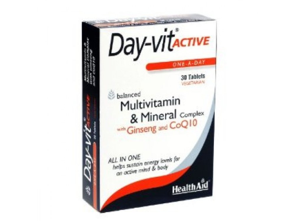 Health Aid Day-Vit Active CO Q10 & Ginseng, 30 tablets